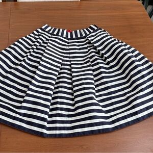 Carolina Herrera Navy and White A-Line Knee-Length Skirt with pockets